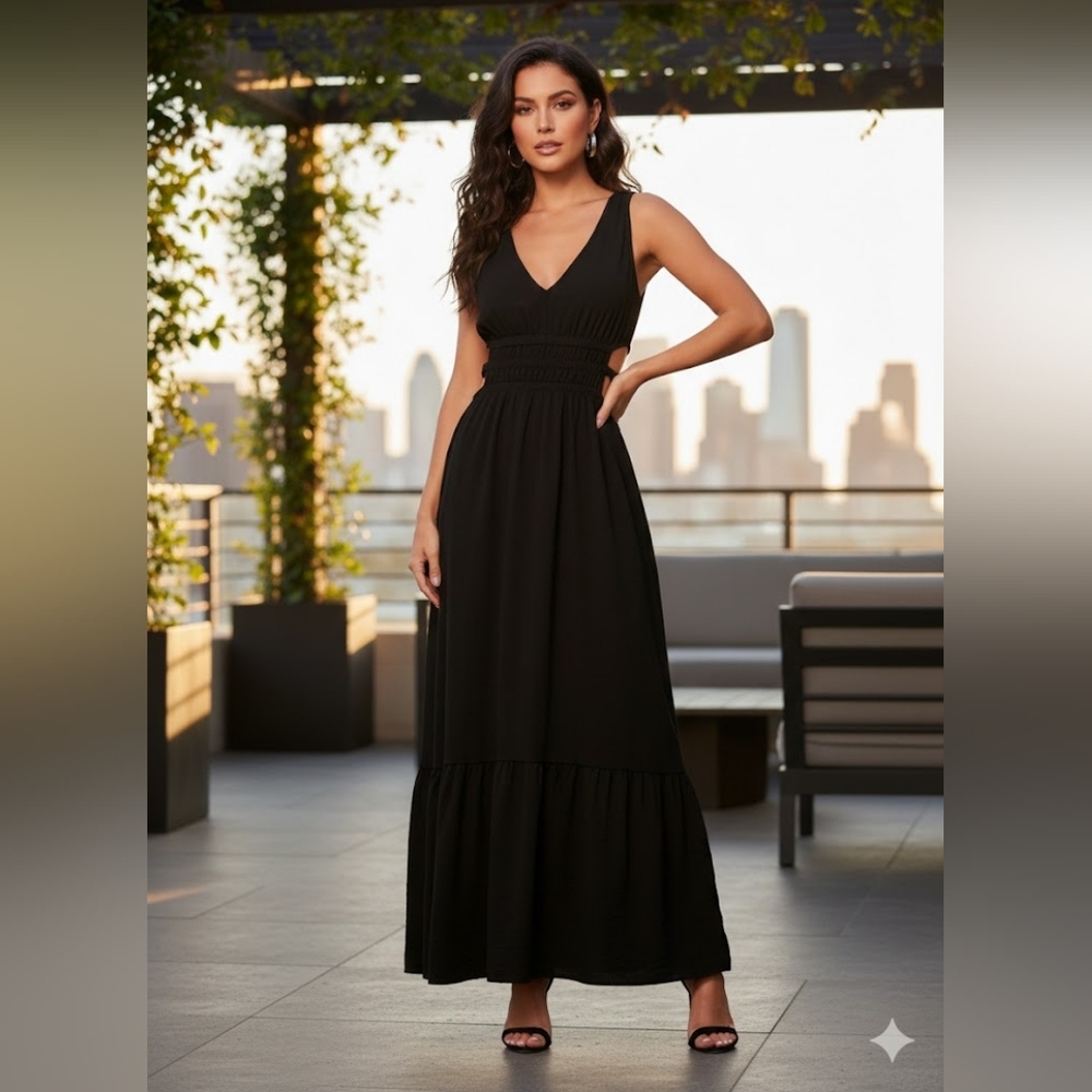 Inspired Hearts Elegant Black Maxi Dress